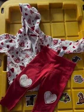 Mixed set Just for You Onesie Valentine Heart Print & Red Heart Leggings Set